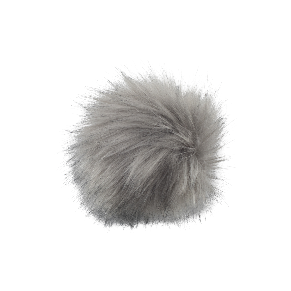 Pompon en fourrure grise