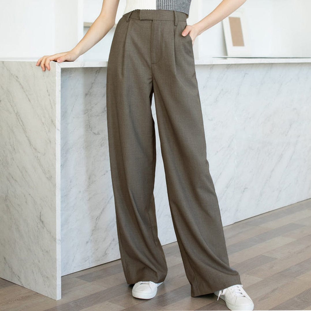 Business Essential Dark Khaki Wide Slacks