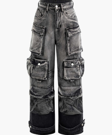 Ombre Multi Pocket Wide Leg Cargo Jeans