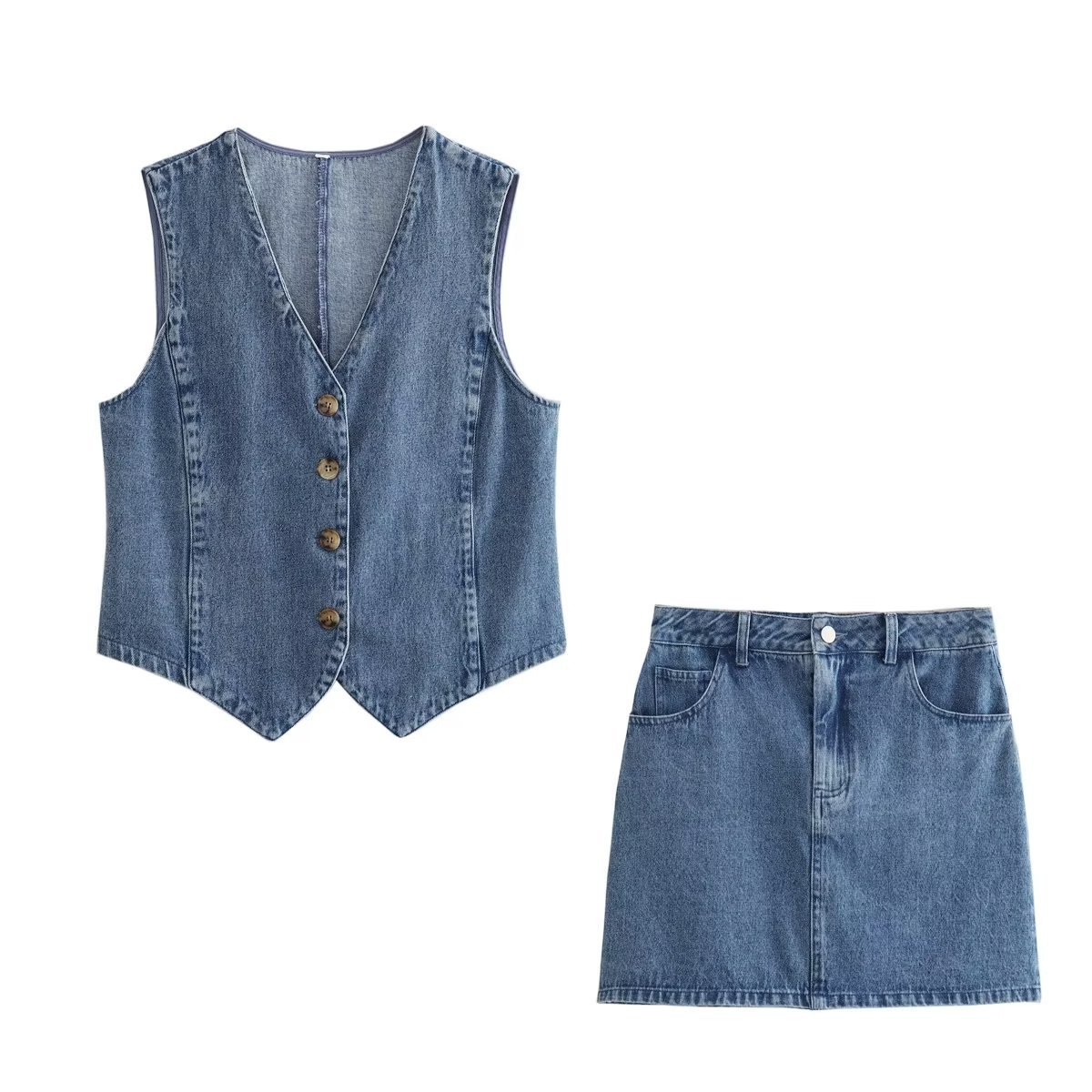 Summer New Solid Color Denim Skirt A-line Skirt