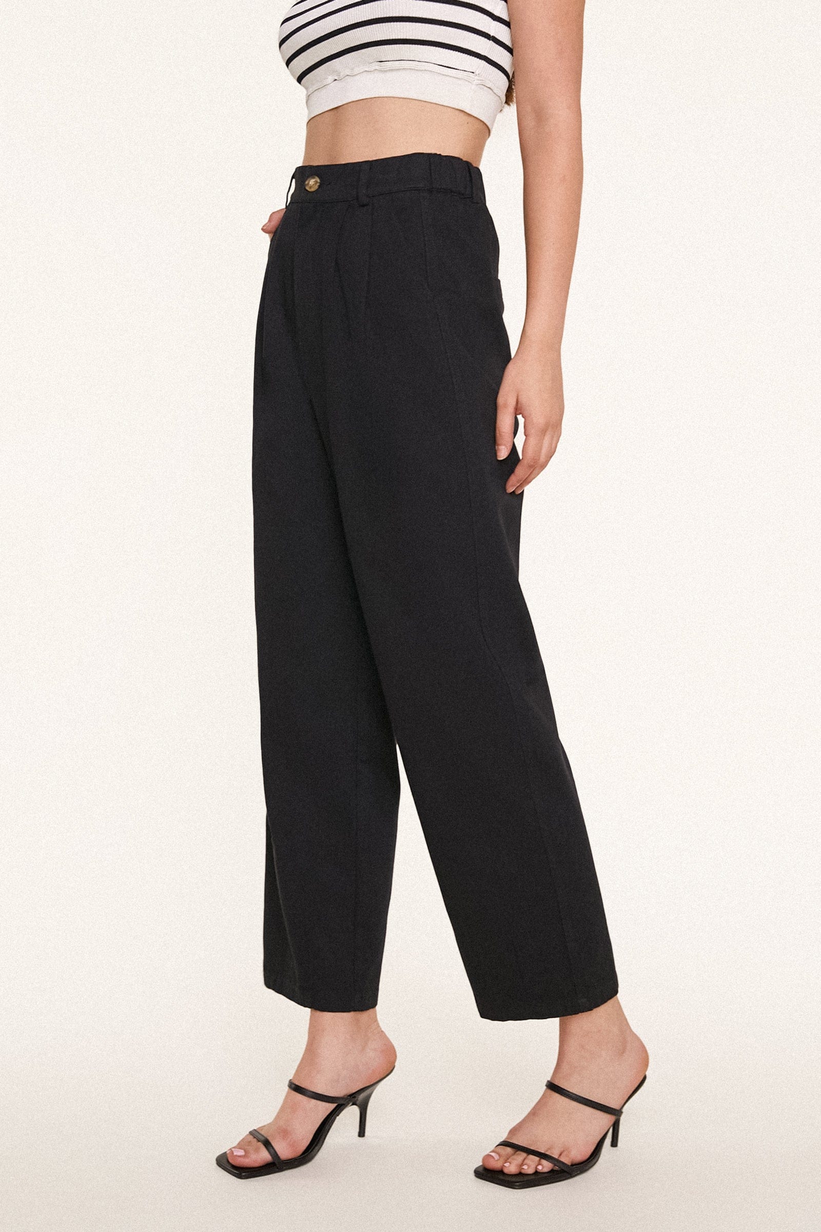 Black Twill Wide Leg Work Pants