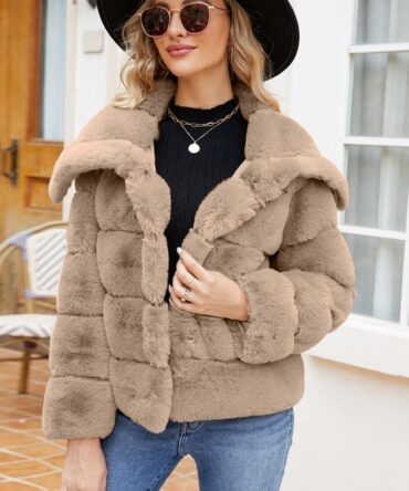 Cropped Faux Fur Winter Coat Jacket