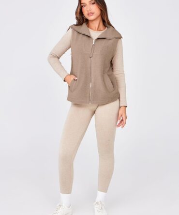 Fuzzy Sleeveless Zip Up Sherpa Vest with Pockets