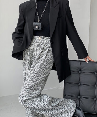 Tweed Wide Leg Dress Pants
