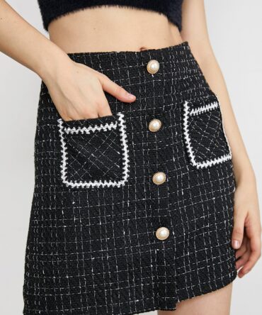 November Black Button Skirt