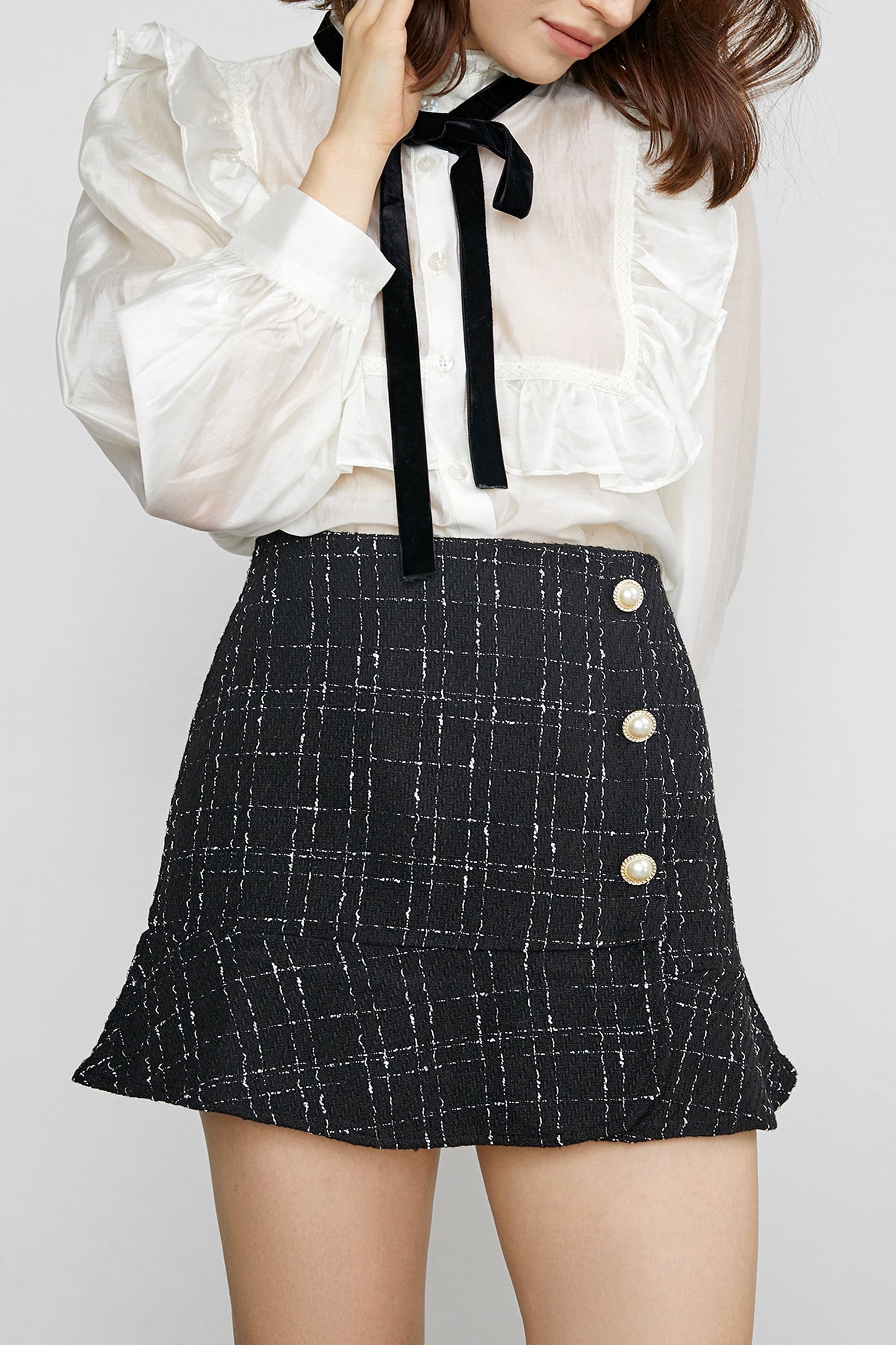 Othmar Black Ruffle Hem Skirt