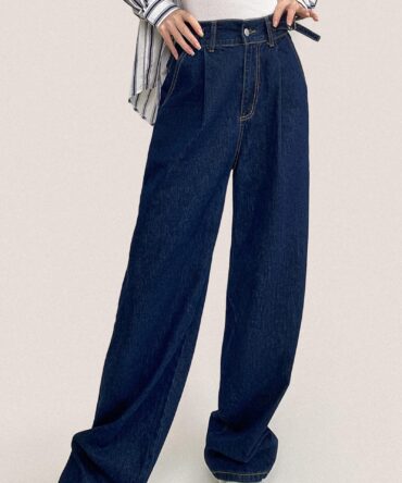 Royal Blue Full-Length Wide Leg Jeans