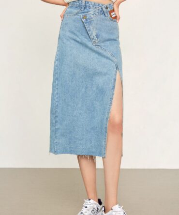 Samaria Light Sky Blue Asymmetrical Skirt