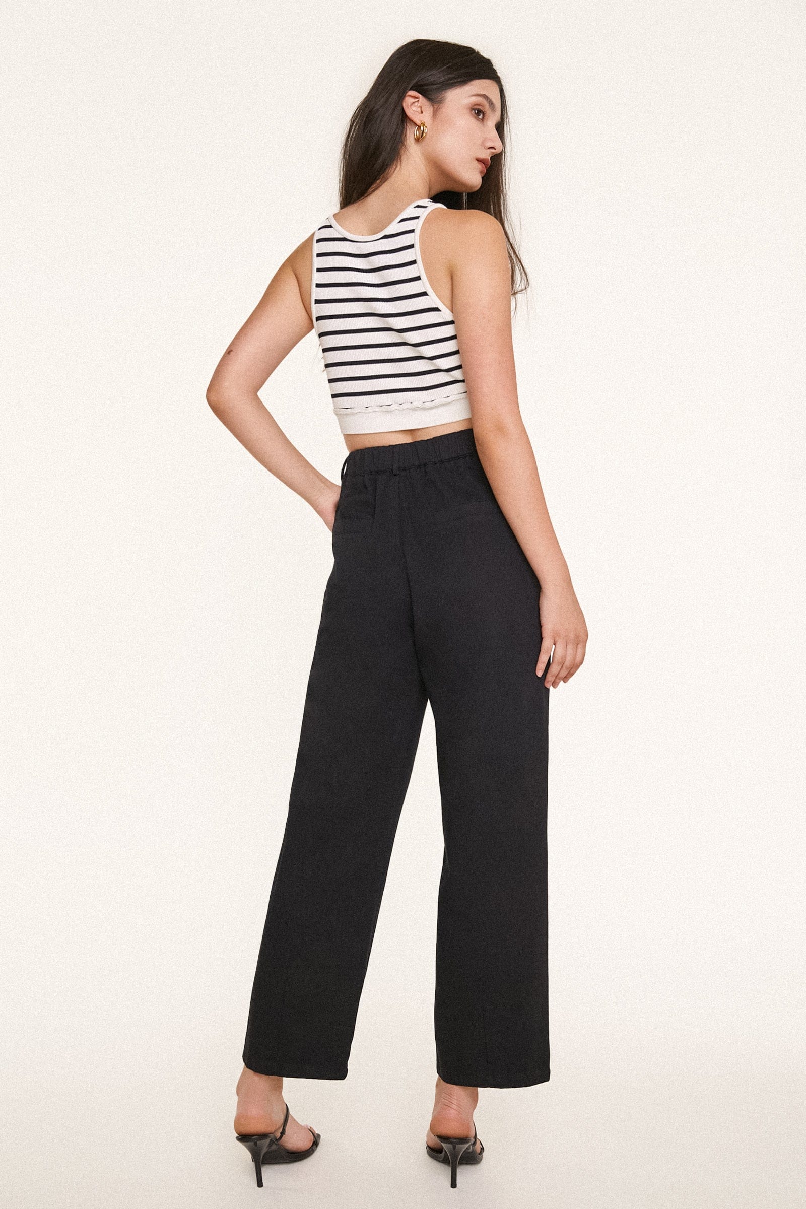 Black Twill Wide Leg Work Pants