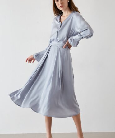 Keren Light Blue Flowy Skirt