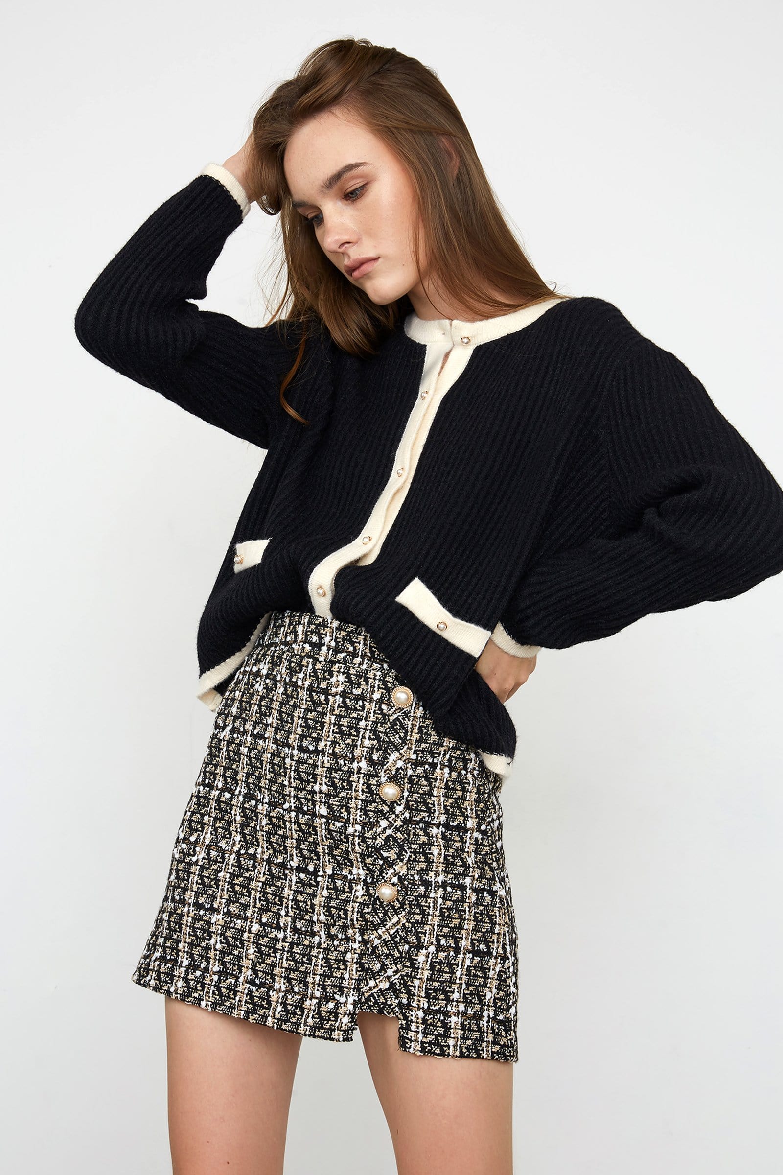 Abigale Beige Check Skirt